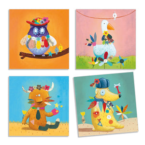 Zestaw artystyczny z naklejkami Djeco - Zwierzęta - Tublu.de