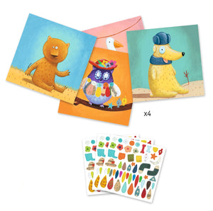 Zestaw artystyczny z naklejkami Djeco - Zwierzęta - Tublu.de