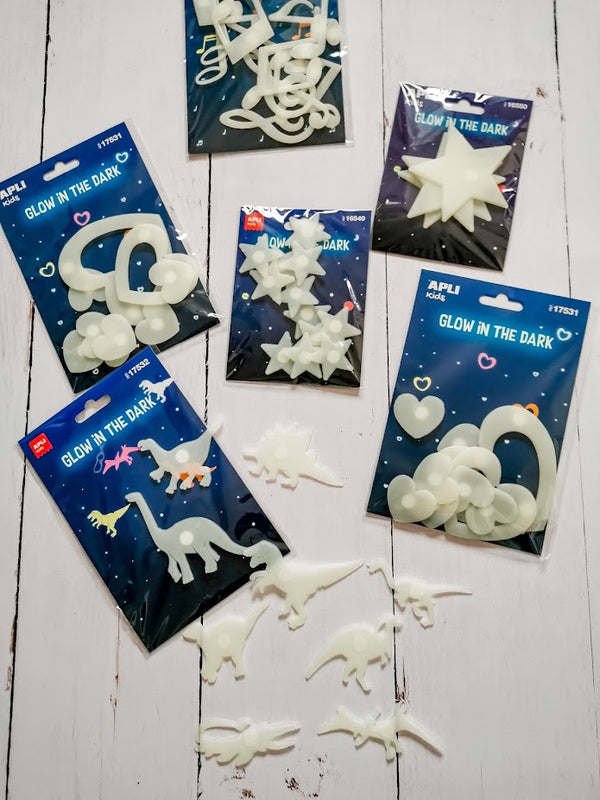 Fluoreszierende Aufkleber – Dinosaurier, 9 Stück