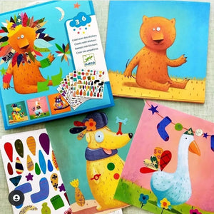 Zestaw artystyczny z naklejkami Djeco - Zwierzęta - Tublu.de