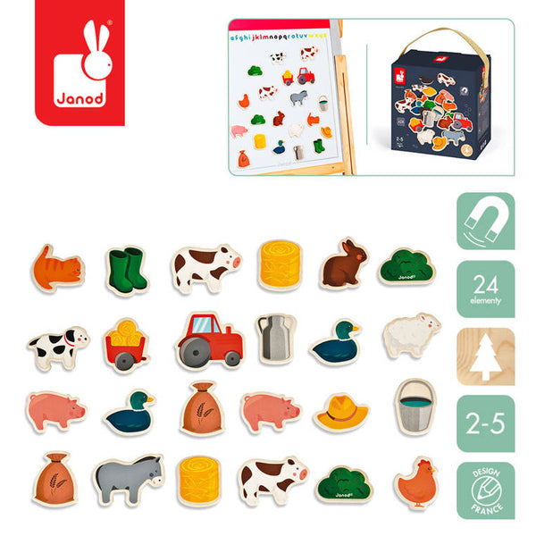 Magnesy drewniane Janod 24 sztuki - Farma - Tublu.de