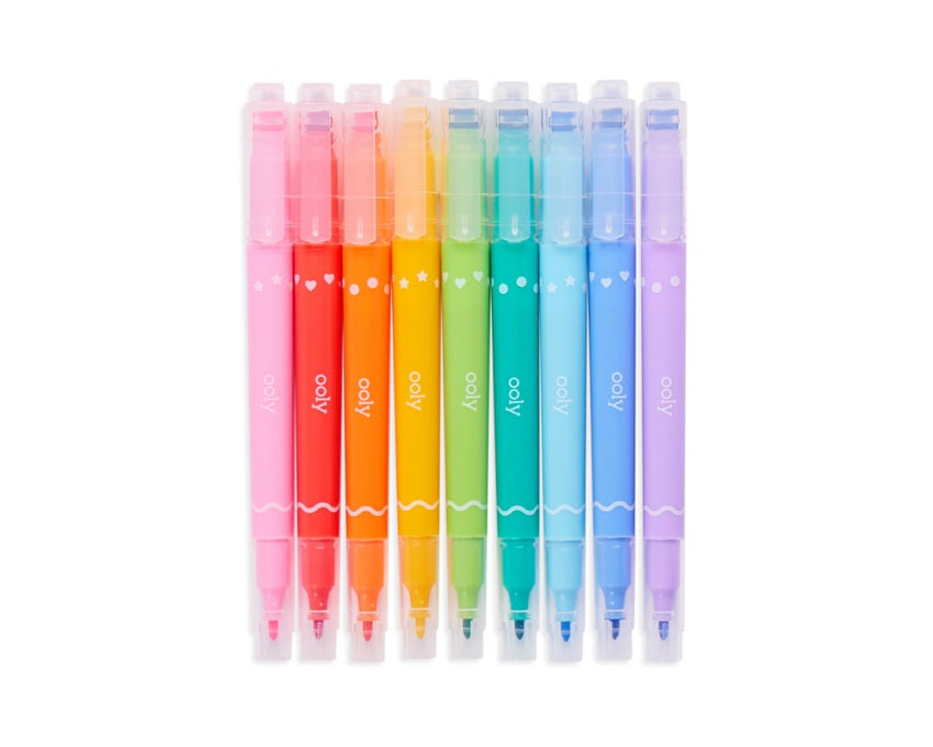 Beidseitige Filzstifte mit Stempeln – Confetti Stamp, 9er-Set