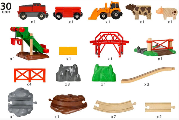 Holzspielzeugbahn Bauernhof 30 Teile