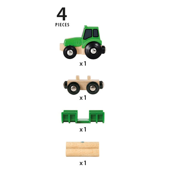 Traktor mit Anhänger und HolzHolzlader