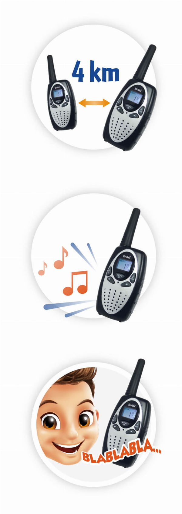 Walkie Talkie mit Akku - Reichweite 4 km
