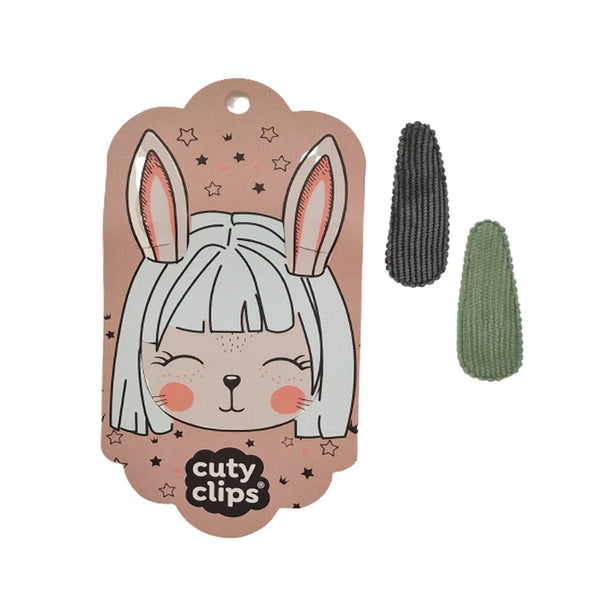 Haarclips Cuty Clips - Bunny Ears Grau-Grün