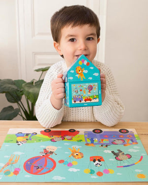 Puzzle in einem Kartonhaus – Safari 3+
