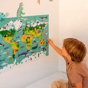 Poster mit Aufklebern – Weltkarte - Tublu.de