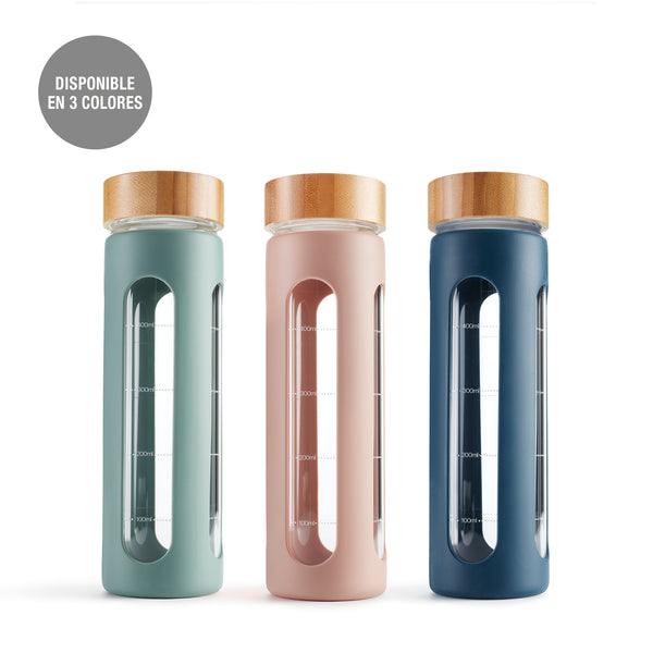 Glasflasche mit Schraubverschluss 600 ml – Pink