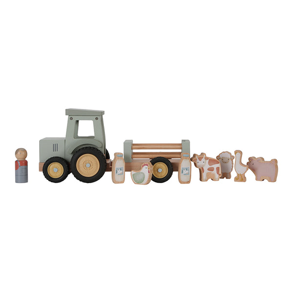 Holz-Traktor mit Anhänger & Figuren – Little Farm Spielset