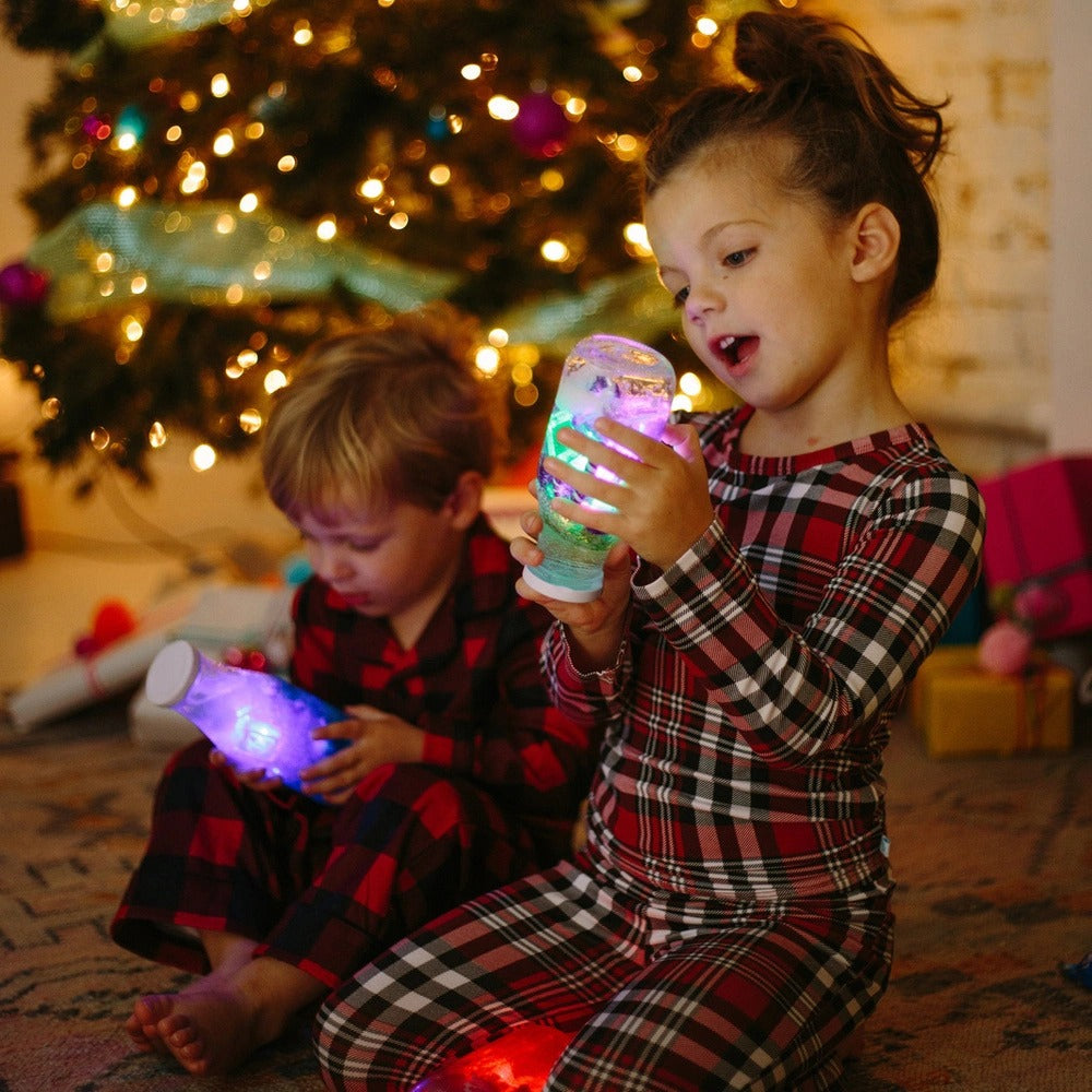 Badefigur Weihnachtsedition – Set mit zwei im Wasser leuchtenden Sensorikwürfeln