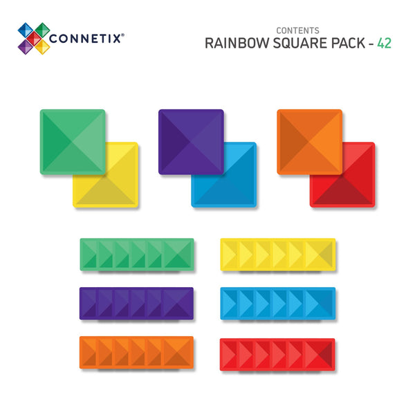 Magnetbausteine – Regenbogen-Quadrat-Set 42 Teile - Tublu.de