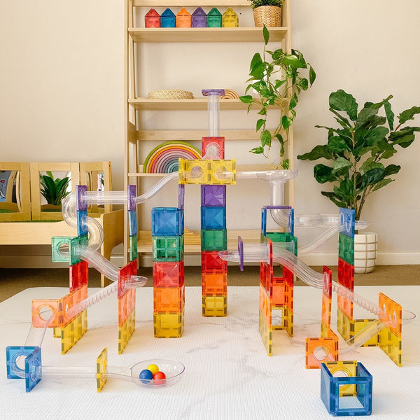 Magnetbausteine Kugelbahn – Rainbow Ball Run Pack 92 Teile
