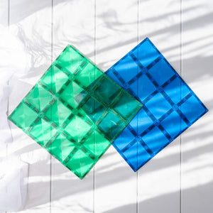 Magnetbausteine – Regenbogenblau & Grün-Grundplatte 2 Teile - Tublu.de