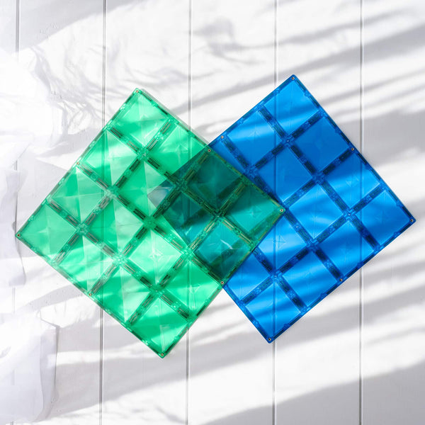Magnetbausteine – Regenbogenblau & Grün-Grundplatte 2 Teile - Tublu.de