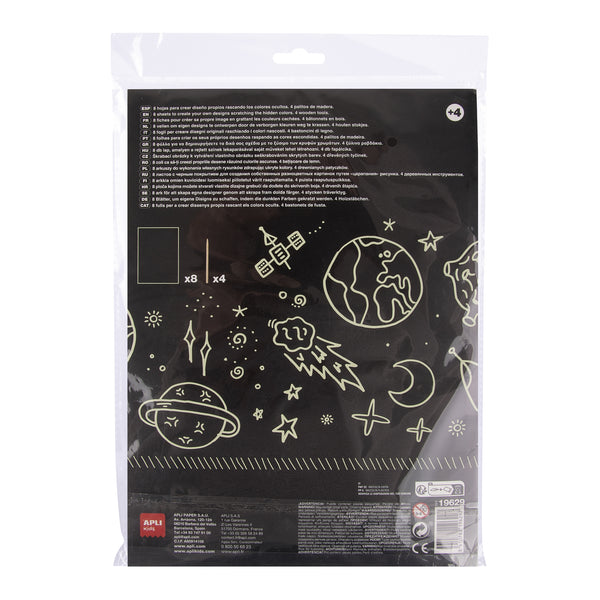 Set mit im Dunkeln leuchtenden Rubbelbildern – Magic Scratch A4 - Tublu.de