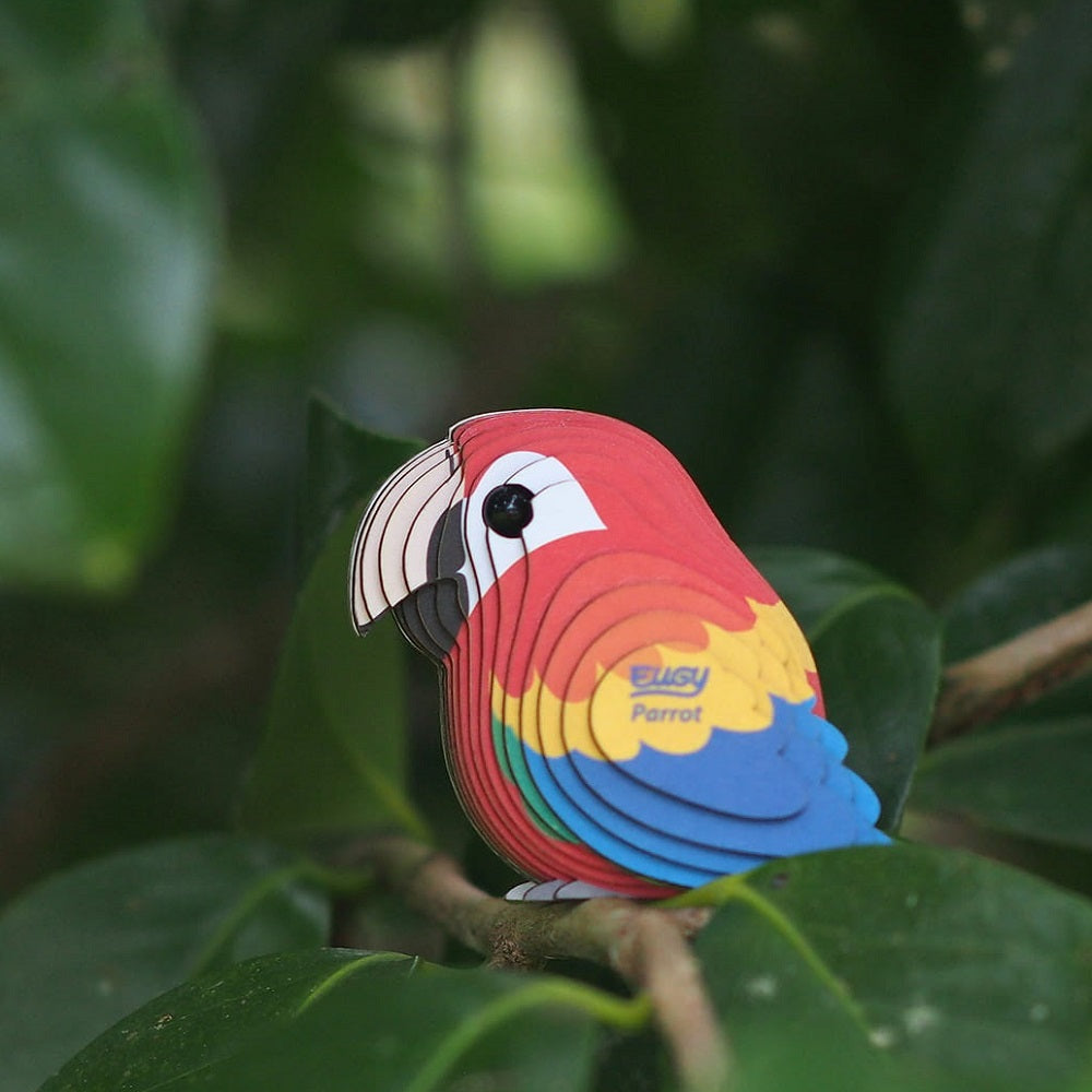 Eugy 3D Öko Puzzle Papagei aus umweltfreundlichem Material für kreative Bastelstunden