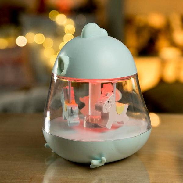 Musik-Nachtlampe – Blauer Küken mit Karussell