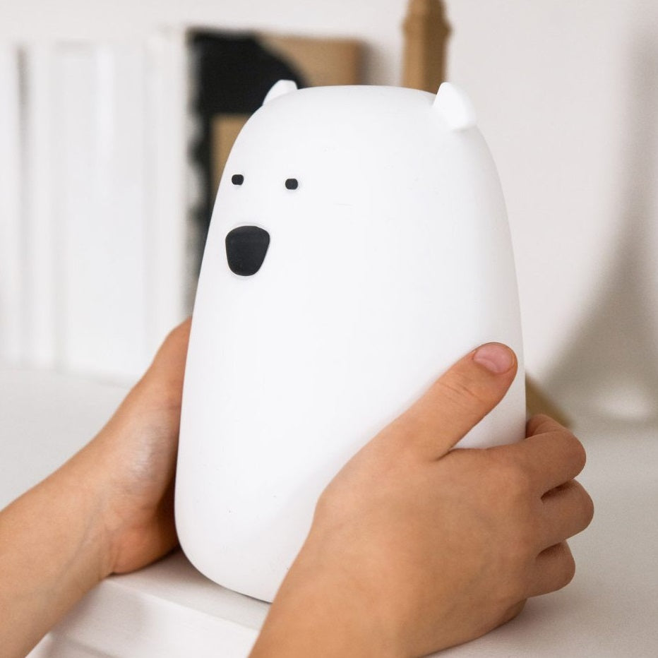 Große Bärenlampe – weiß mit Fernbedienung