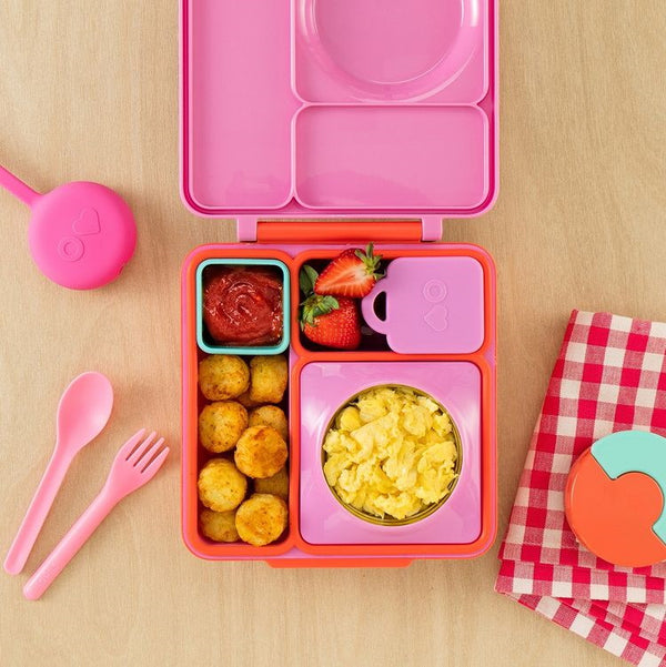 Zwei luftdichte Behälter für die Lunchbox OmieDip – Pink Teal