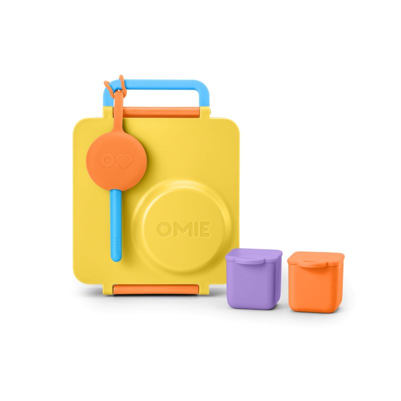 Zwei luftdichte Behälter für die Lunchbox OmieDip – Purple Orange