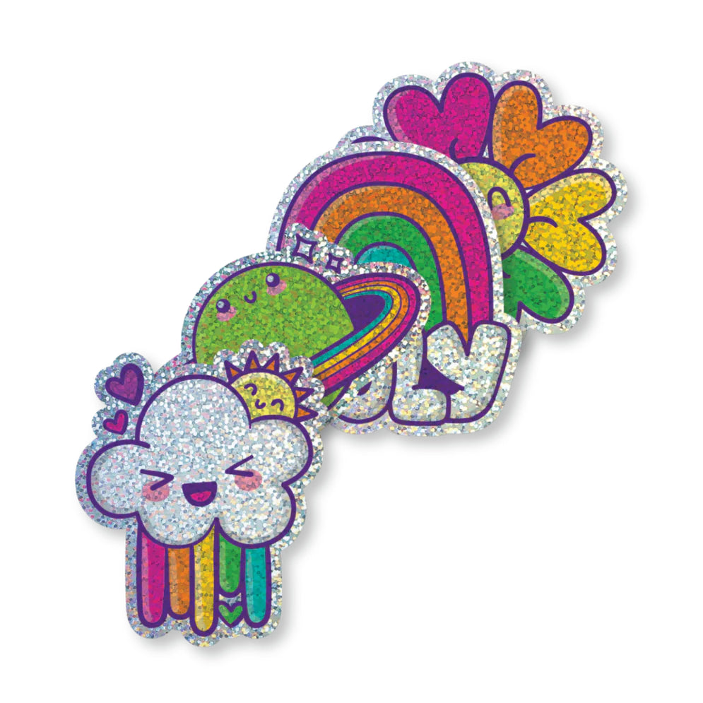 Wasserfeste Stickiville-Sticker – Glitzernder Regenbogen