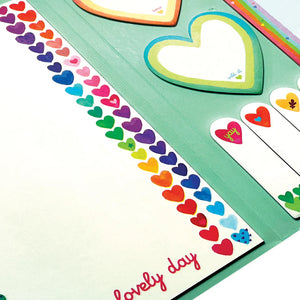 Notizbuch mit Haftnotizen – Regenbogenherzen