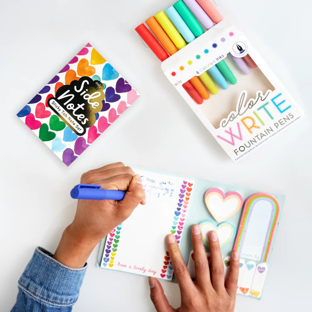 Notizbuch mit Haftnotizen – Regenbogenherzen