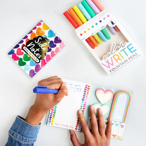 Notizbuch mit Haftnotizen – Regenbogenherzen