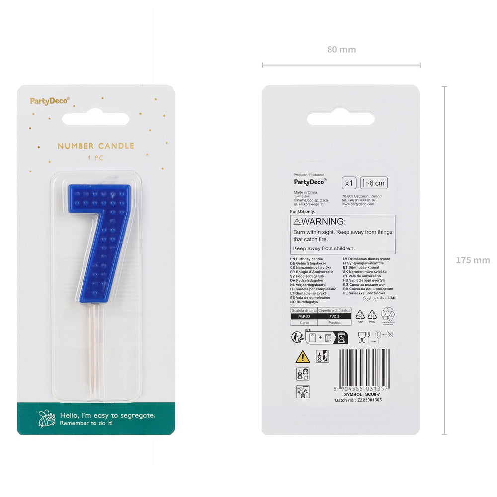 Geburtstagskerze 6 cm – Zahl 7 blau