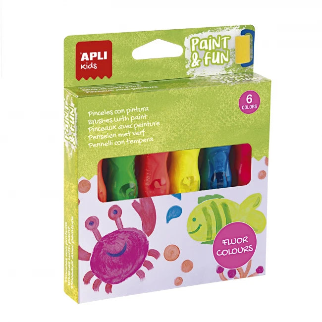 Farben in Tuben mit Pinsel – Neonfarben, 6 Stück