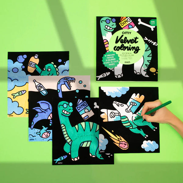 Set mit 6 Samtmalbüchern – Dinosaurier