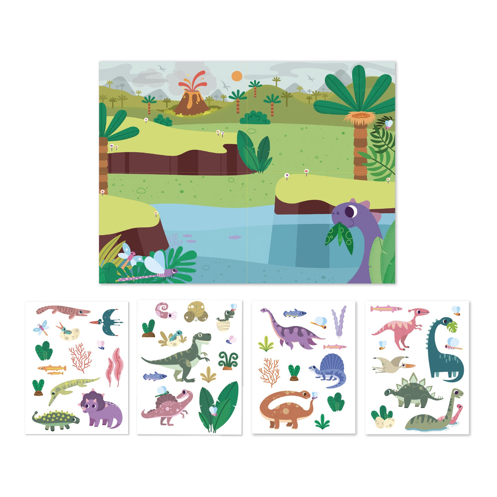 Wiederverwendbare Aufkleber mit Spielbrett – Dinosaurier