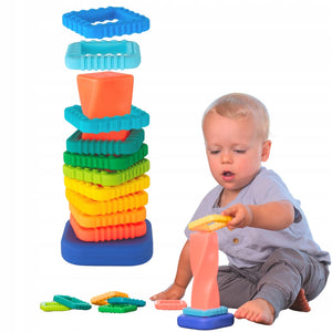 Sensorisches Spielzeug für Babys und Kinder – Verrückter Turm aus Bausteinen