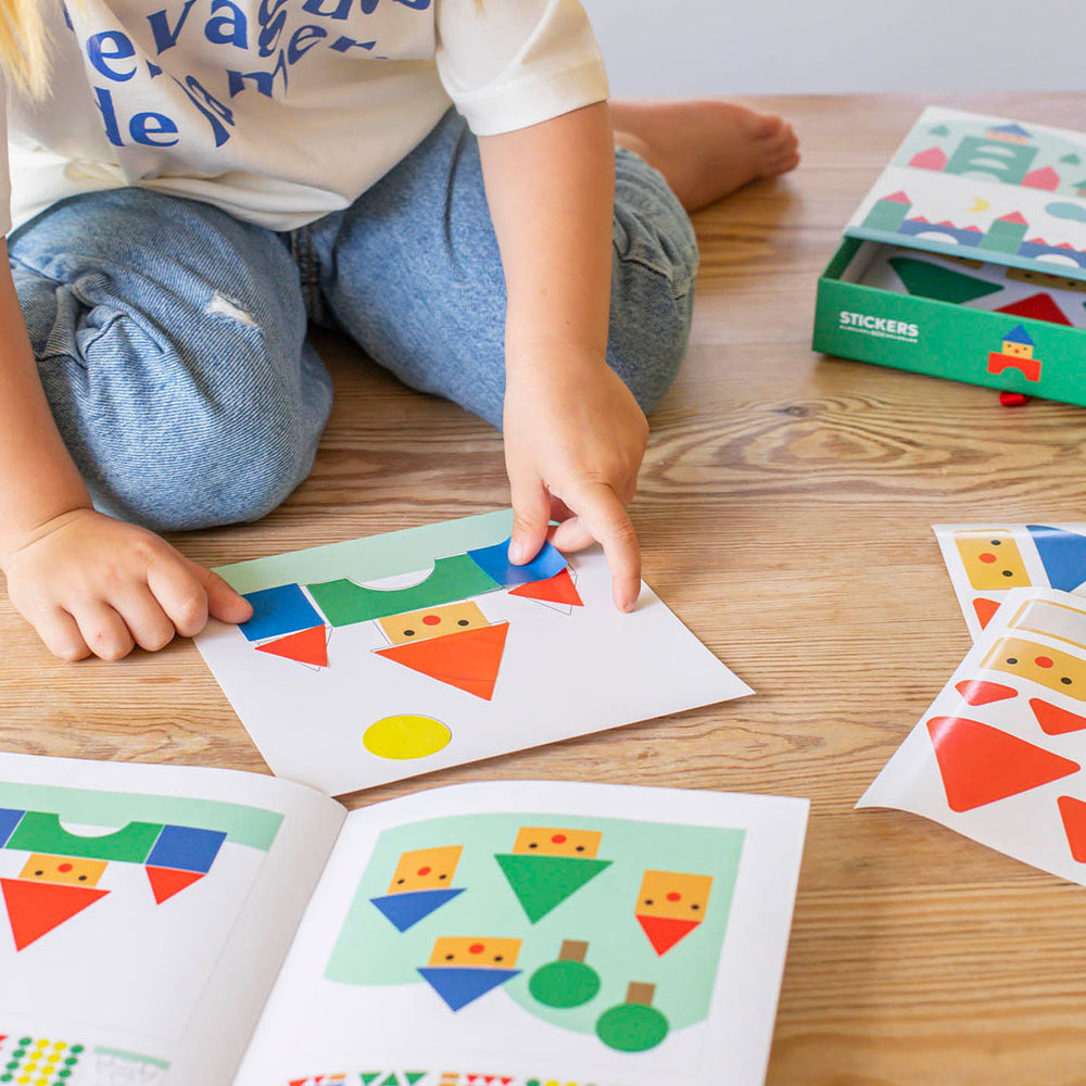 Stickerset mit geometrischen Motiven – Dorf