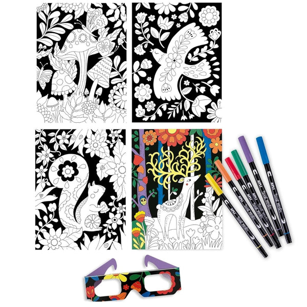 Kunstset mit Brille – 3D-Ausmalen - Tublu.de