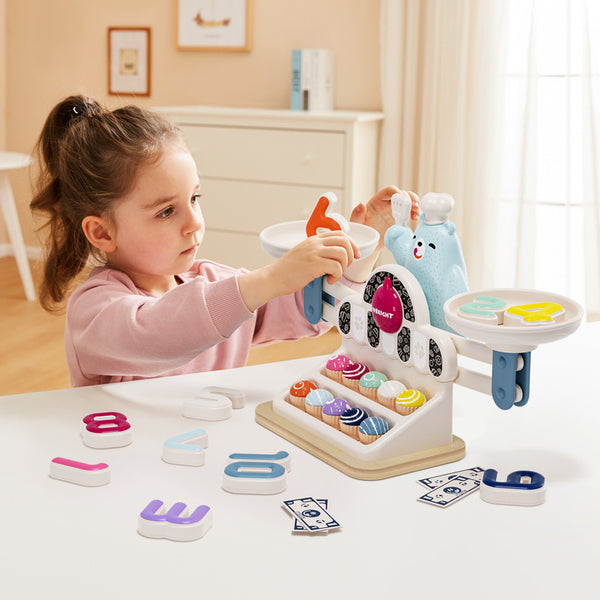 Montessori-Lernspielzeug mit Waage Hungriger Bär