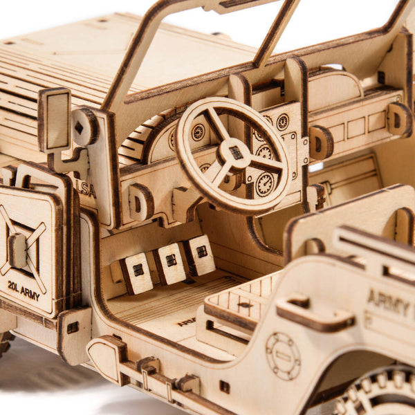Holzpuzzle 3D-Modell – Militärfahrzeug Jeep
