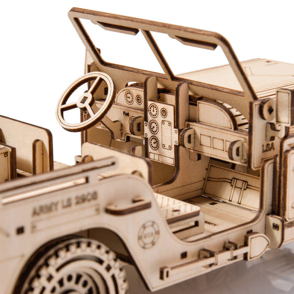 Holzpuzzle 3D-Modell – Militärfahrzeug Jeep