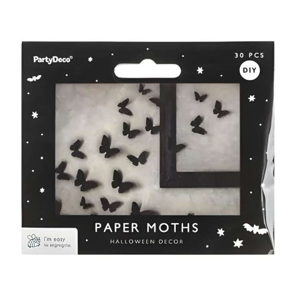 Papierdekoration – Schwarze Motten 6–12 cm