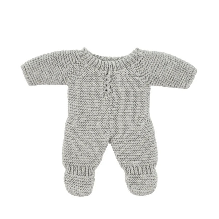 Strickpyjama für Puppen 21 cm – Grau