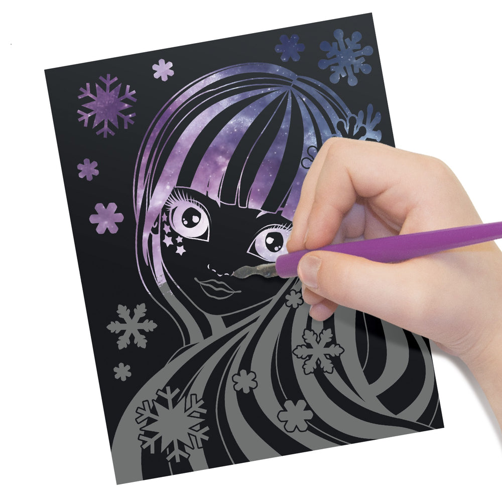 Rubbelbilder für Kinder, 5 Stück, mit Stift und Schablonen, Metallic-Farben – Isadora 8+