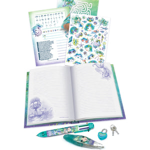 Tagebuch mit Vorhängeschloss – mit mehrfarbigem Kugelschreiber und Musterapplikator – Marinia 7+