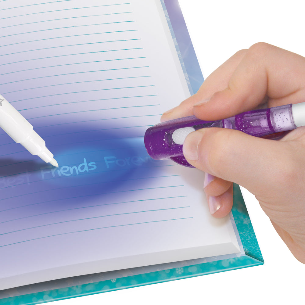 Tagebuch mit Vorhängeschloss – mit unsichtbarem Stift und UV-Taschenlampe zum Lesen  – Isadora 7+