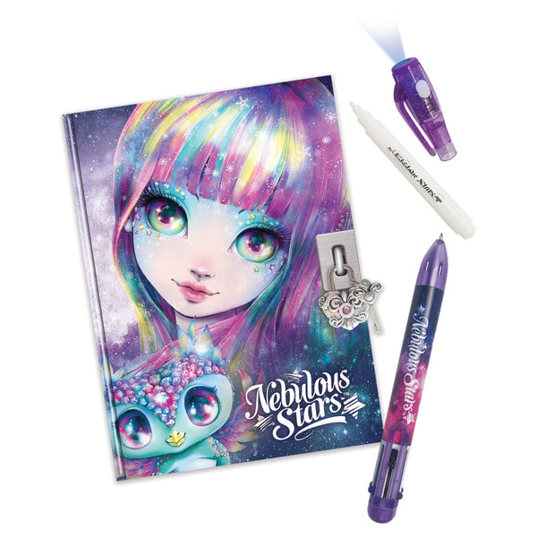 Tagebuch mit Vorhängeschloss – mit unsichtbarem Stift und UV-Taschenlampe zum Lesen  – Isadora 7+