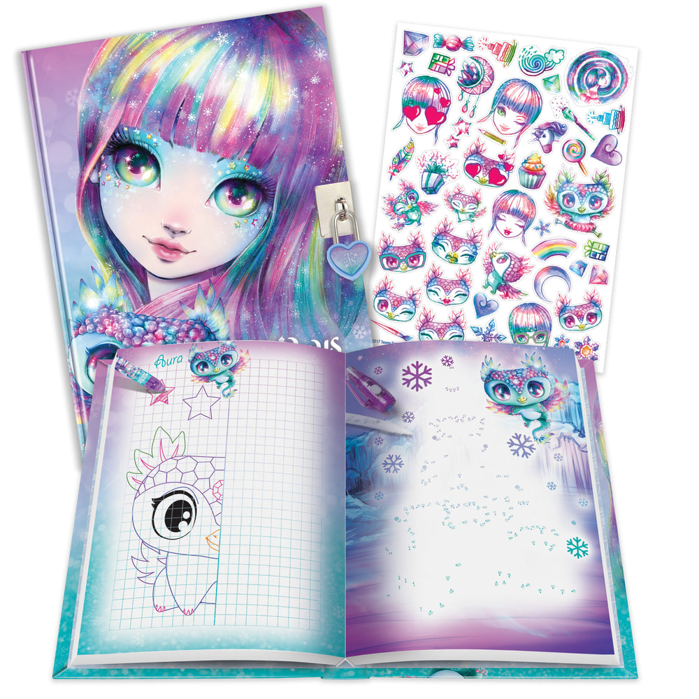 Tagebuch mit Vorhängeschloss – mit unsichtbarem Stift und UV-Taschenlampe zum Lesen  – Isadora 7+
