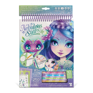 Skizzenbuch mit Buntstiften, Schablonen und Aufklebern – Nenuphia Größe M