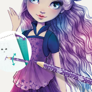 Skizzenbuch mit Buntstiften, Schablonen und Aufklebern – Nebulia Größe M