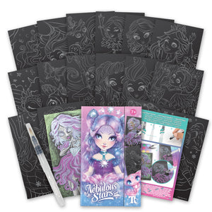 Malbuch mit schwarzen Seiten, Wasserstift und Pinsel – Nebuli Größe S