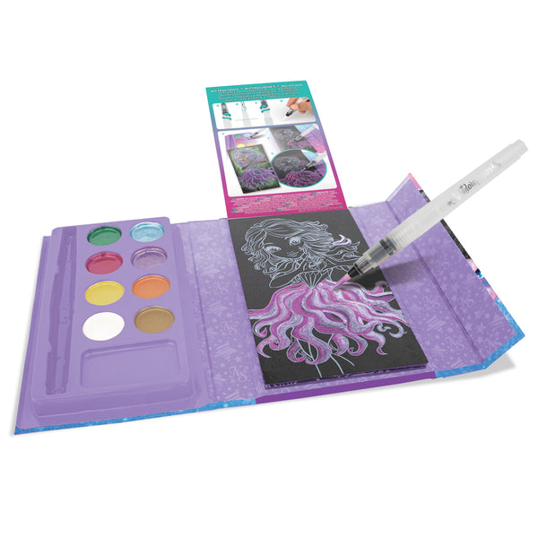 Malbuch mit schwarzen Seiten, Wasserstift und Pinsel – Nebuli Größe S